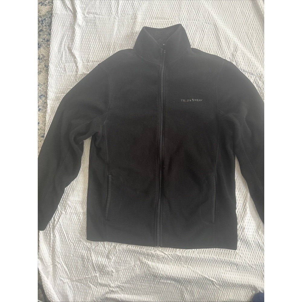 Field & Stream Full Zip Fleece Sweater Mens L Black Excellent Condition